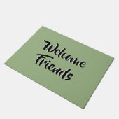 Sage Green Minimalist Typography Welcome Friends Deurmat (Schuin)
