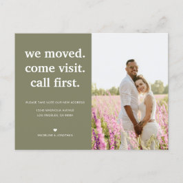 Sage Green Minimalist We hebben Foto Moving Aankondigingskaart