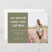 Sage Green Minimalist We hebben Foto Moving Aankondigingskaart (Voorkant / Achterkant)