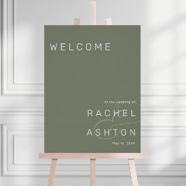 Sage Green Minimalist Weddenschap Welkomstbord Poster