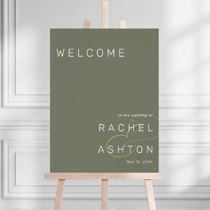 Sage Green Minimalist Weddenschap Welkomstbord Poster