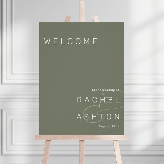 Sage Green Minimalist Weddenschap Welkomstbord Poster