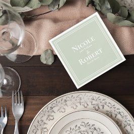 Sage Green Minimalist Wedding Cocktail Napkin Servet