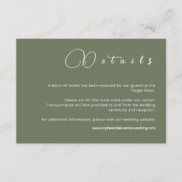 Sage Green Minimalist Wedding Details Kaart