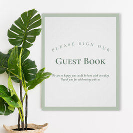 Sage Green Minimalist Wedding Guest Book Sign Perfect Poster