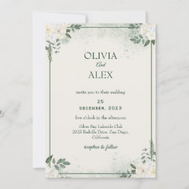 Sage Green Minimalist Wedding Invitation Kaart