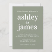 Sage Green Minimalist Wedding Invitation Kaart (Voorkant)