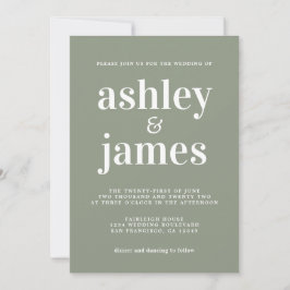 Sage Green Minimalist Wedding Invitation Kaart