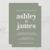Sage Green Minimalist Wedding Invitation Kaart (Voorkant / Achterkant)
