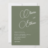 Sage Green Minimalist Wedding Invitation Kaart (Voorkant)