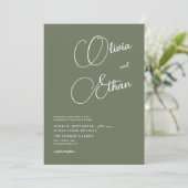 Sage Green Minimalist Wedding Invitation Kaart (Staand voorkant)