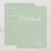 Sage Green Minimalist Wedding Kaart (Voorkant / Achterkant)