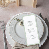 Sage Green Minimalist Wedding Menu Card