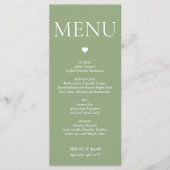 Sage Green Minimalist Wedding Menu Flat Kaart (Voorkant)