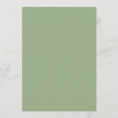 Sage Green Minimalist Wedding Menu Kaart (Achterkant)