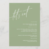 Sage Green Minimalist Wedding Menu Kaart (Voorkant)