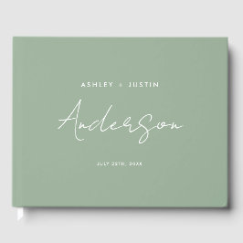 Sage Green Minimalist Wedding Personalized Gastenboek