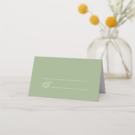 Sage Green Minimalist Wedding Plaatskaartje (Voorkant)
