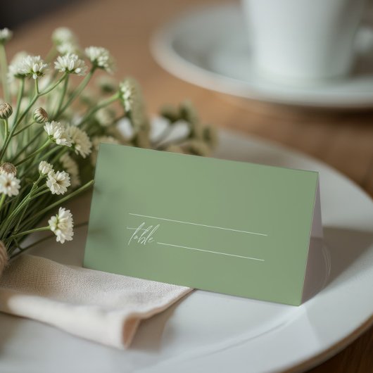 Sage Green Minimalist Wedding Plaatskaartje