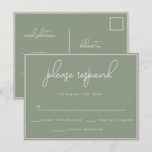 Sage Green Minimalist Wedding RSVP Briefkaart