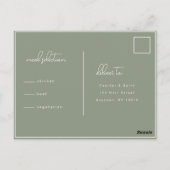 Sage Green Minimalist Wedding RSVP Briefkaart (Achterkant)