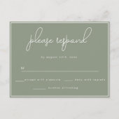 Sage Green Minimalist Wedding RSVP Briefkaart (Voorkant)