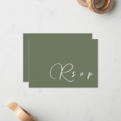 Sage Green Minimalist Wedding RSVP QR Code Kaart Notitiekaartje (Voorkant / Achterkant in situ)