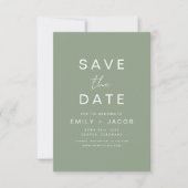 Sage Green Minimalist Wedding Save the Date Kaart (Voorkant)