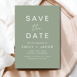 Sage Green Minimalist Wedding Save the Date Kaart