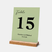 Sage Green Minimalist Wedding Table Number Acryl Bord (Hoek)