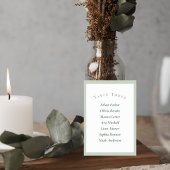 Sage Green Minimalist Wedding Table Number Card Kaart