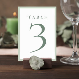 Sage Green Minimalist Wedding Table Number Card Kaart