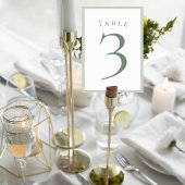 Sage Green Minimalist Wedding Table Number Card Kaart