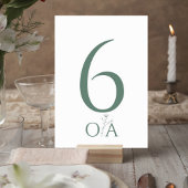 Sage Green Minimalist Wedding Table Number Card Kaart