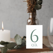 Sage Green Minimalist Wedding Table Number Card Kaart