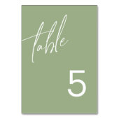 Sage Green Minimalist Wedding Table Number Kaart (Achterkant)