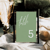 Sage Green Minimalist Wedding Table Number Kaart