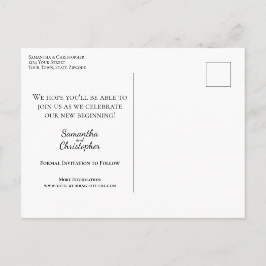 Sage Green Minimalist Weduwfoto Save the Date Aankondigingskaart (Achterkant)