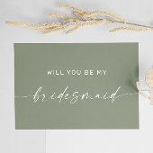 Sage Green Minimalist Woodland Bruidsmeisje Voorst Briefkaart