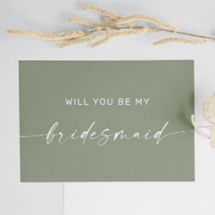 Sage Green Minimalist Woodland Bruidsmeisje Voorst Briefkaart