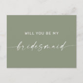 Sage Green Minimalist Woodland Bruidsmeisje Voorst Briefkaart (Voorkant)