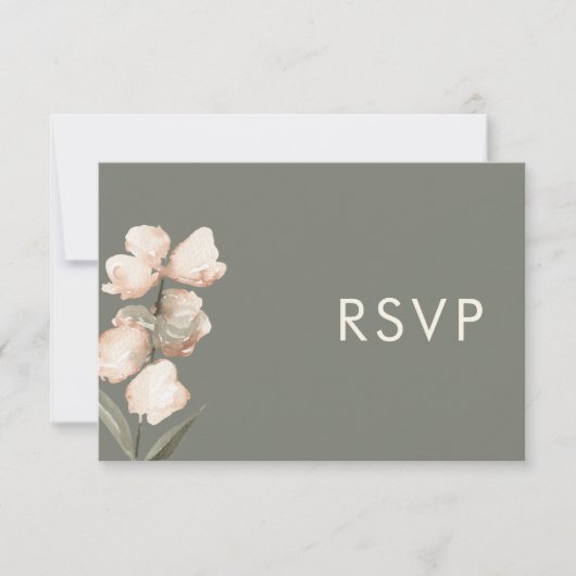 Sage Green Minimalistic RSVP Wedding Response Kaar (Voorkant)
