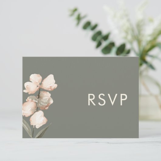 Sage Green Minimalistic RSVP Wedding Response Kaar (Staand voorkant)