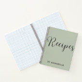 Sage Green Minimalistical Simple Recipe Book Notitieboek (Binnen)