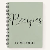 Sage Green Minimalistical Simple Recipe Book Notitieboek (Voorkant)