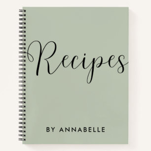 Sage Green Minimalistical Simple Recipe Book Notitieboek