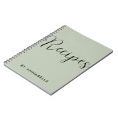 Sage Green Minimalistical Simple Recipe Book Notitieboek (Linkerzijde)