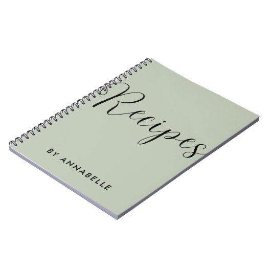 Sage Green Minimalistical Simple Recipe Book Notitieboek (Linkerzijde)