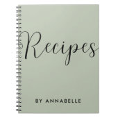 Sage Green Minimalistical Simple Recipe Book Notitieboek (Voorkant)