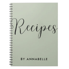 Sage Green Minimalistical Simple Recipe Book Notitieboek